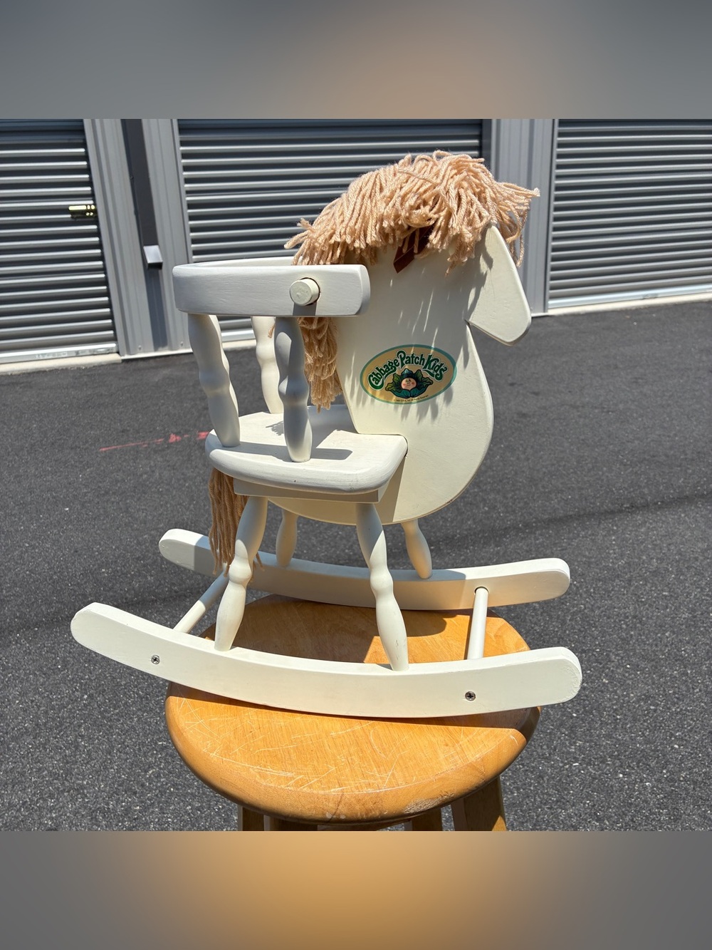 Vintage Cabbage Patch Kids Wooden Rocking Horse Doll Chair Accessory